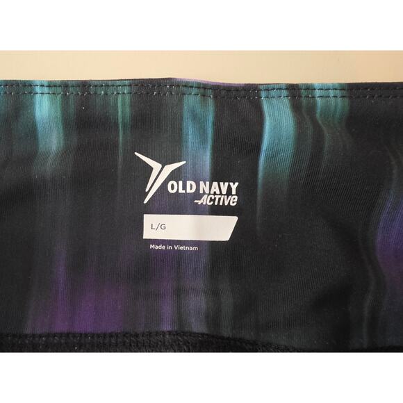 NWT Old Navy compression leggings Aurora borealis blue purple - large - Picture 2 of 5